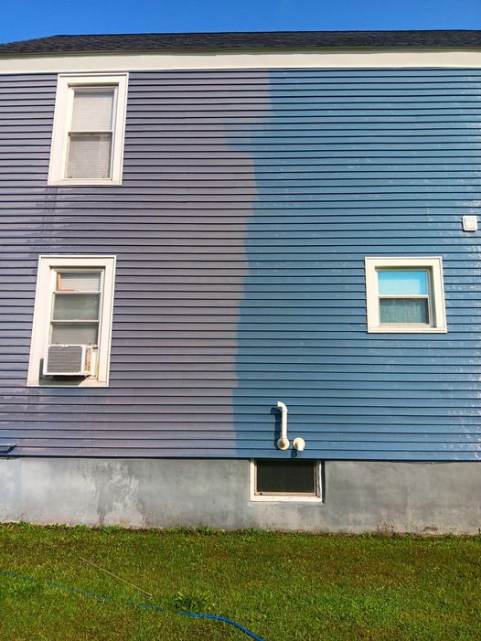Cleansol BC was used to remove the oxidation from the side of this home.